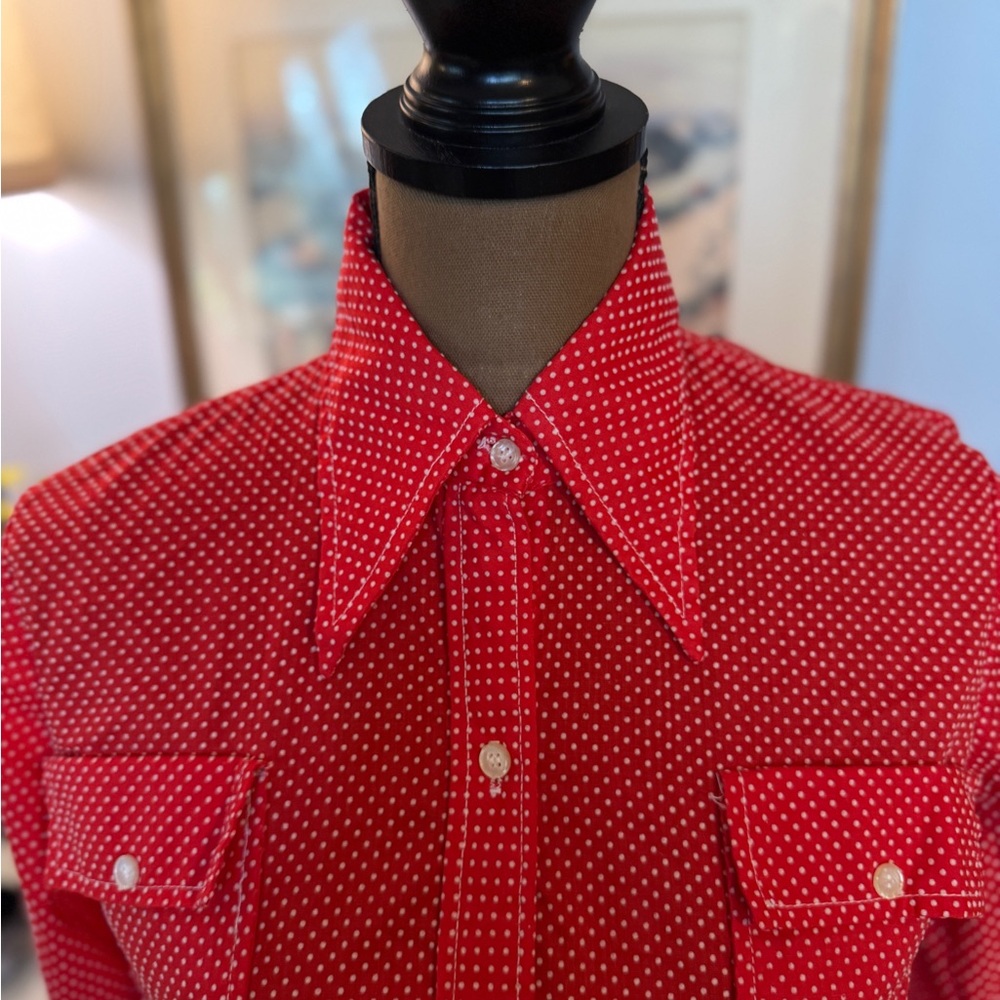 Vintage Ship ‘n Shore Red Polka Dot Button-Up Blouse